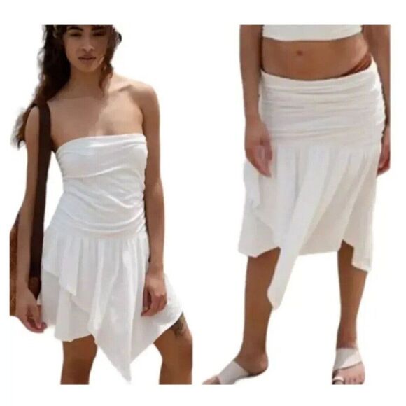 Free People FP Beach Robyn Convertible Mini Dress Skirt Size Small White - Picture 1 of 7